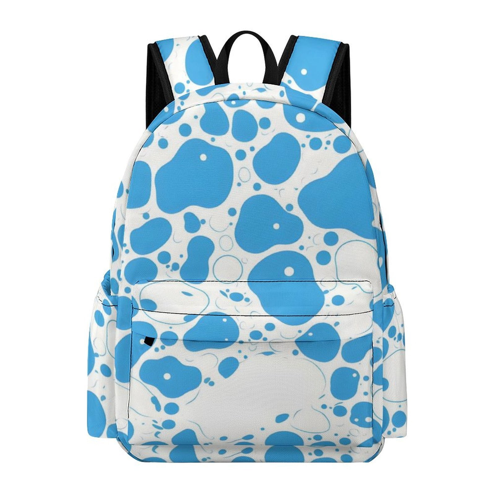 Large Capacity Half Print Backpack 11.8×16.5×5.9in Multifunctional Zipper Design Convenient Switch Milk Cow Skin Print Style PowDerBlue_3
