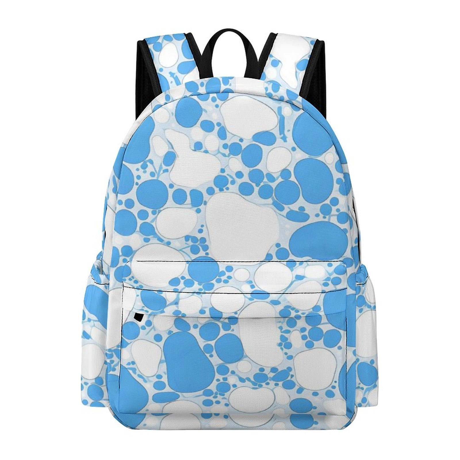 Large Capacity Half Print Backpack 11.8×16.5×5.9in Multifunctional Zipper Design Convenient Switch Milk Cow Skin Print Style PowDerBlue_4