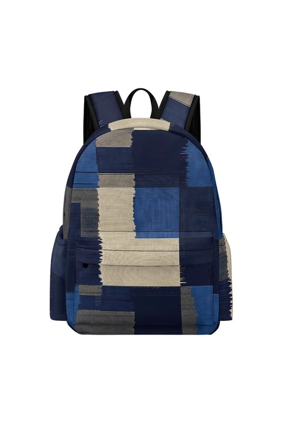Large Capacity Half Print Backpack 11.816.55.9in Multifunctional Zipper Design Convenient Switch Plaid Fall Camo RoyalBlue_3