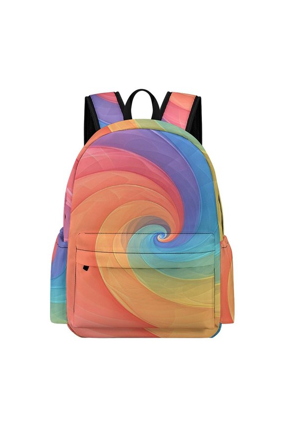 Large Capacity Half Print Backpack 11.816.55.9in Multifunctional Zipper Design Convenient Switch RosyBrown Tie-dye Background Vibrant Colors And Swirling (2)