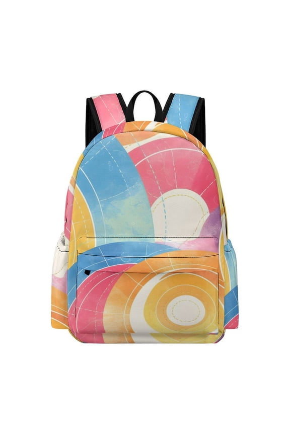 Large Capacity Half Print Backpack 11.816.55.9in Multifunctional Zipper Design Convenient Switch RosyBrown Tie-dye Background Vibrant Colors And Swirling Patterns