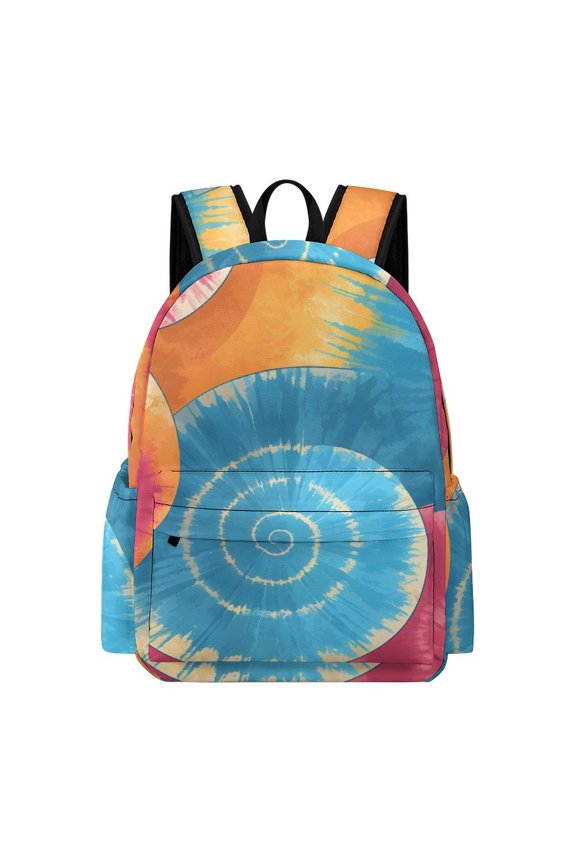 Large Capacity Half Print Backpack 11.816.55.9in Multifunctional Zipper Design Convenient Switch RosyBrown Tie-dye Background Vibrant Colors