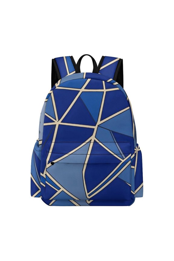 Large Capacity Half Print Backpack 11.816.55.9in Multifunctional Zipper Design Convenient Switch RoyalBlue Geometric Lines_2