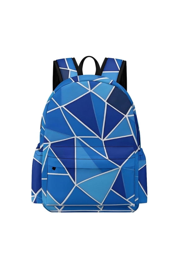 Large Capacity Half Print Backpack 11.816.55.9in Multifunctional Zipper Design Convenient Switch RoyalBlue Geometric Lines_4