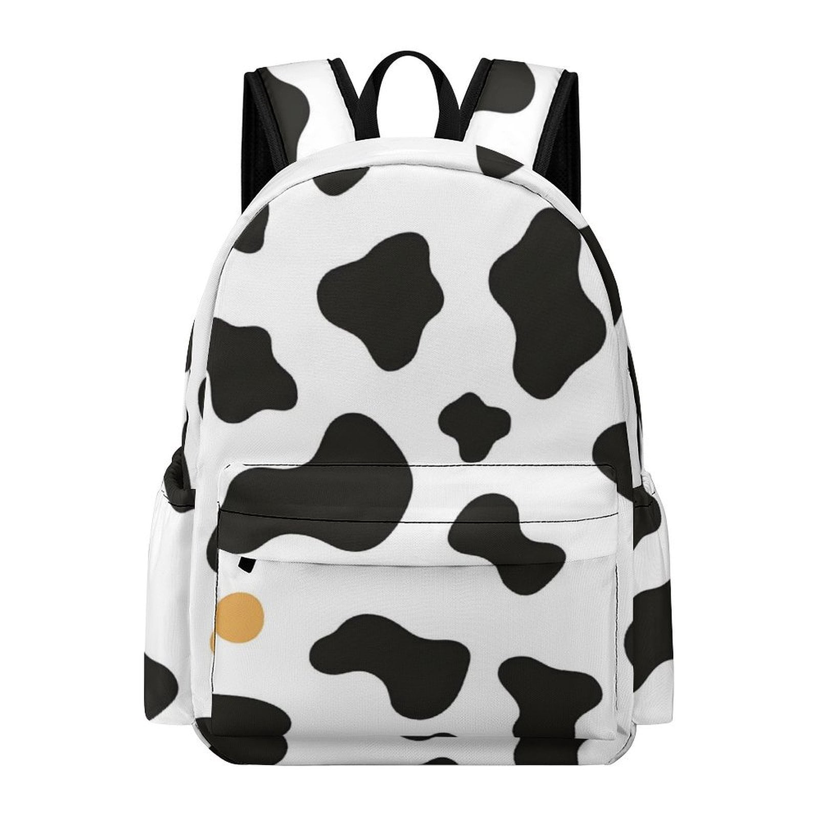 Large Capacity Half Print Backpack 11.8×16.5×5.9in Multifunctional Zipper Design Convenient Switch Simple Cow Print Pattern, Vector Art Style_2