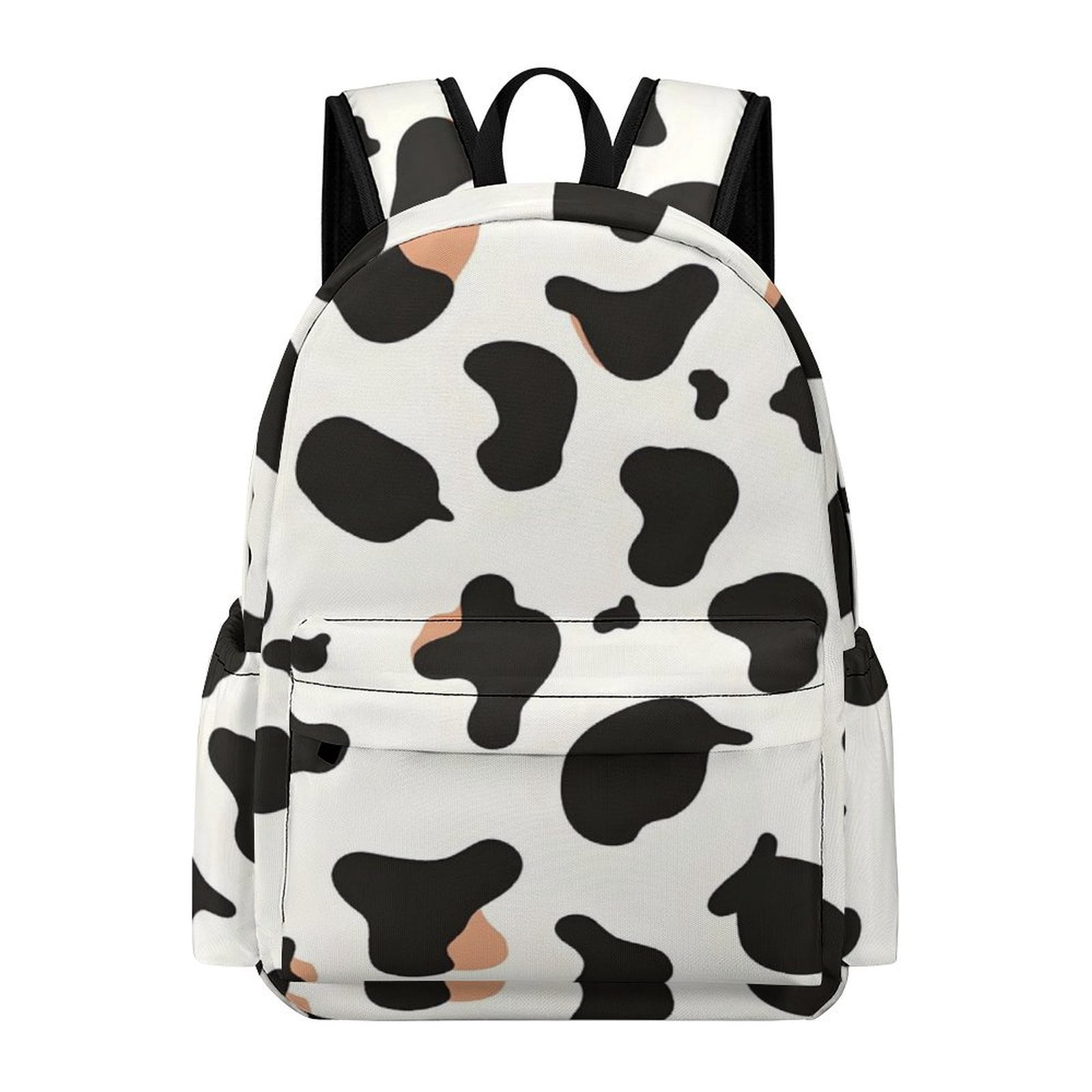 Large Capacity Half Print Backpack 11.8×16.5×5.9in Multifunctional Zipper Design Convenient Switch Simple Cow Print Pattern1_1