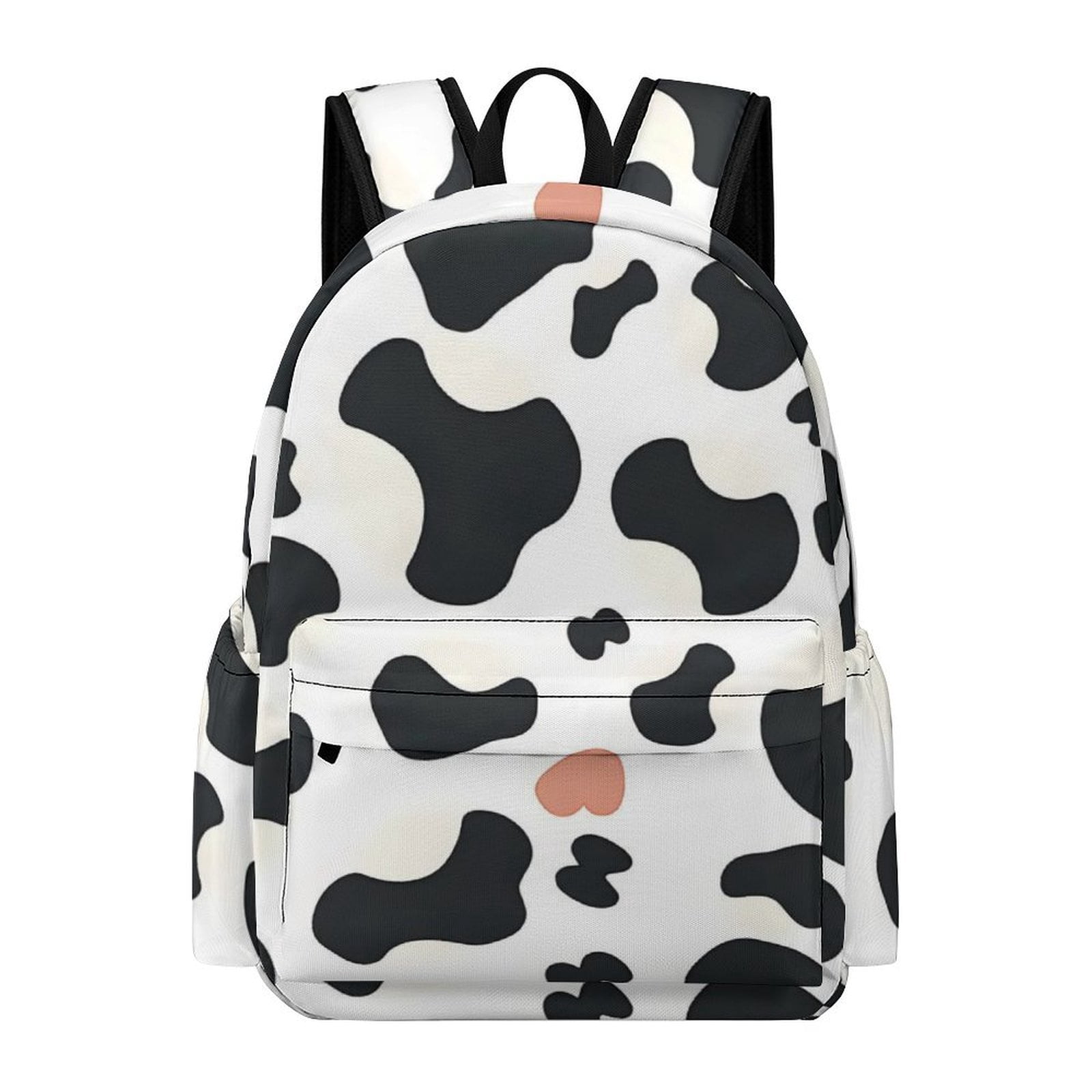 Large Capacity Half Print Backpack 11.8×16.5×5.9in Multifunctional Zipper Design Convenient Switch Simple Cow Print Pattern1_3
