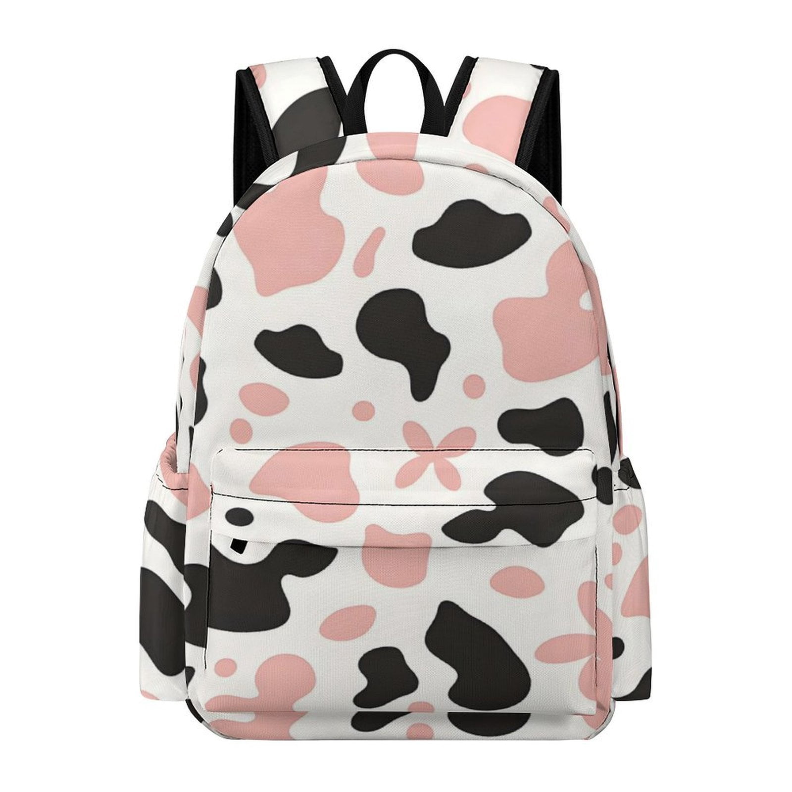 Large Capacity Half Print Backpack 11.8×16.5×5.9in Multifunctional Zipper Design Convenient Switch Simple Cow-print Pattern_3