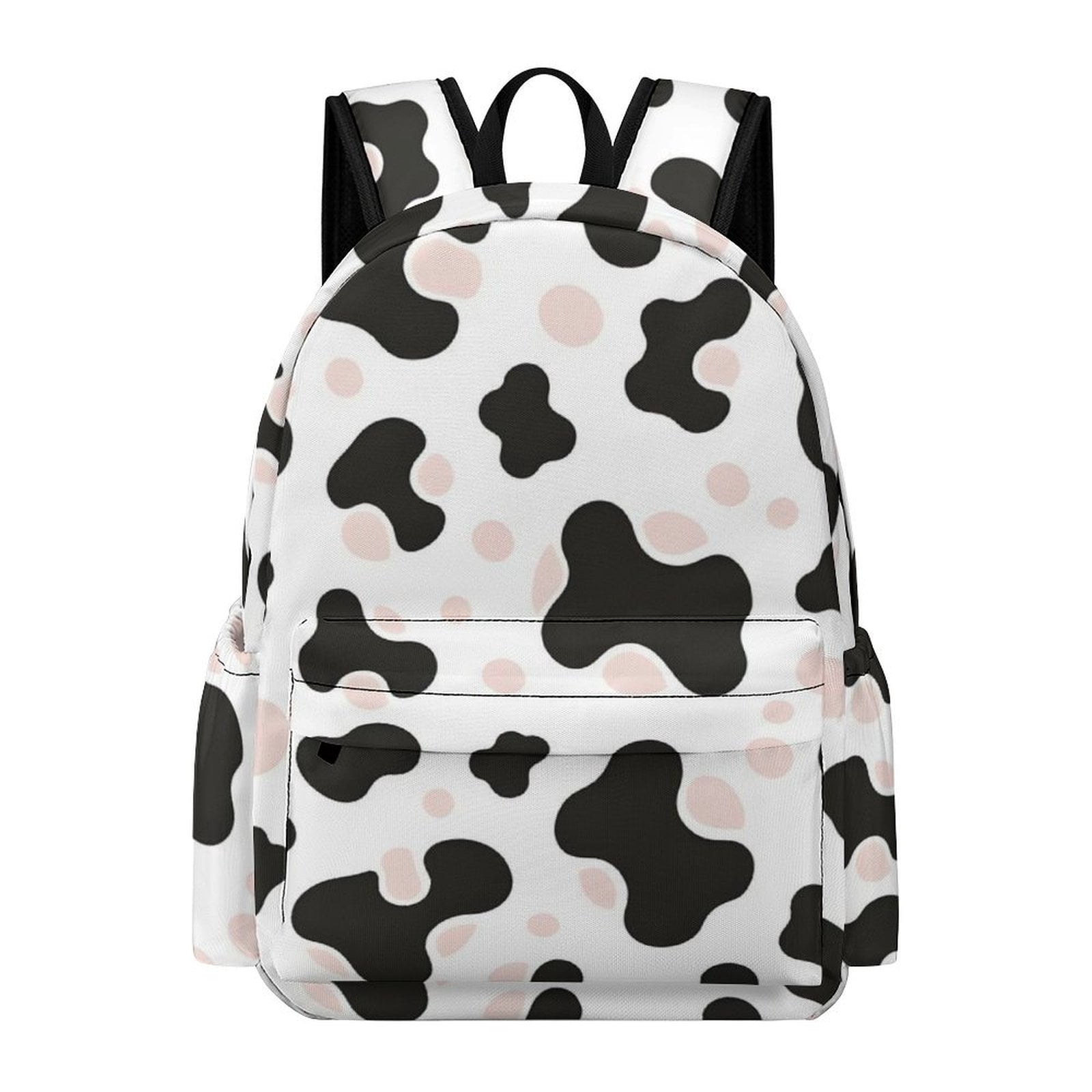 Large Capacity Half Print Backpack 11.8×16.5×5.9in Multifunctional Zipper Design Convenient Switch Simple Cow-print Pattern1_1