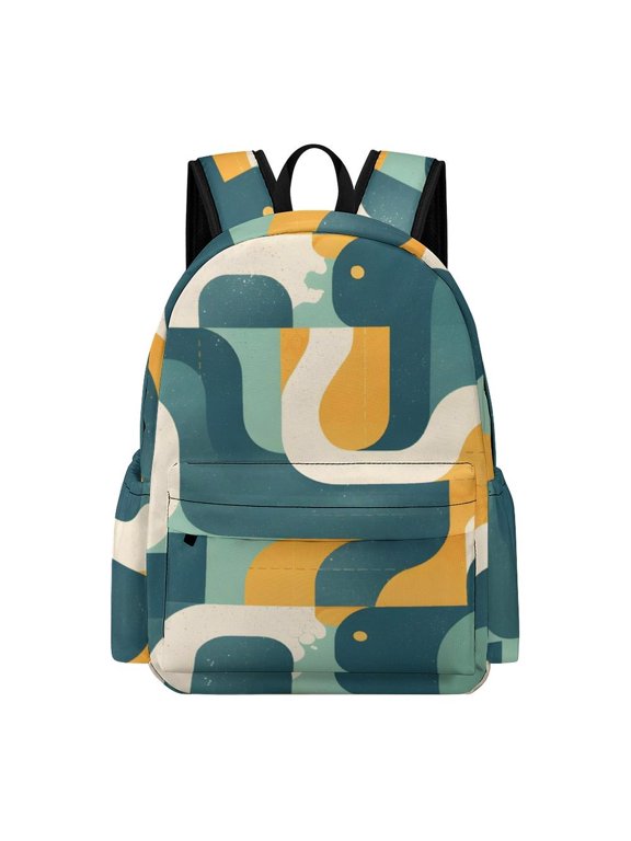 Large Capacity Half Print Backpack 11.816.55.9in Multifunctional Zipper Design Convenient Switch Snake Print Style SlateBlue_1