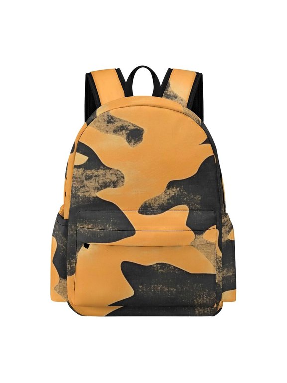 Large Capacity Half Print Backpack 11.816.55.9in Multifunctional Zipper Design Convenient Switch Texture Camo Army Orange_3