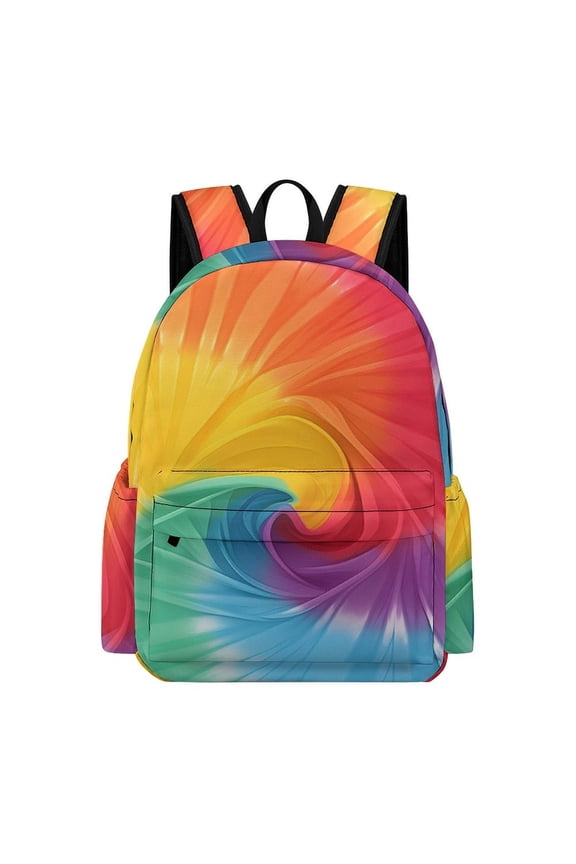 Large Capacity Half Print Backpack 11.816.55.9in Multifunctional Zipper Design Convenient Switch Tie-dye Pattern Rainbow Colors (3)