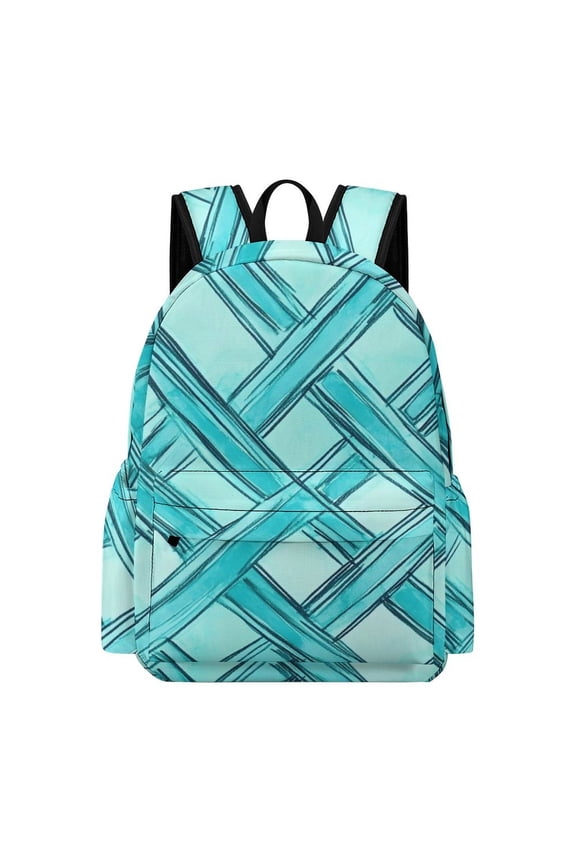 Large Capacity Half Print Backpack 11.816.55.9in Multifunctional Zipper Design Convenient Switch Turquoise Moroccan Trellis Hand-drawn Sketch_62922_2