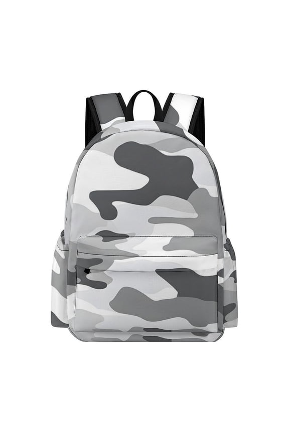 Large Capacity Half Print Backpack 11.816.55.9in Multifunctional Zipper Design Convenient Switch Vector Camouflage Pattern Gray_2
