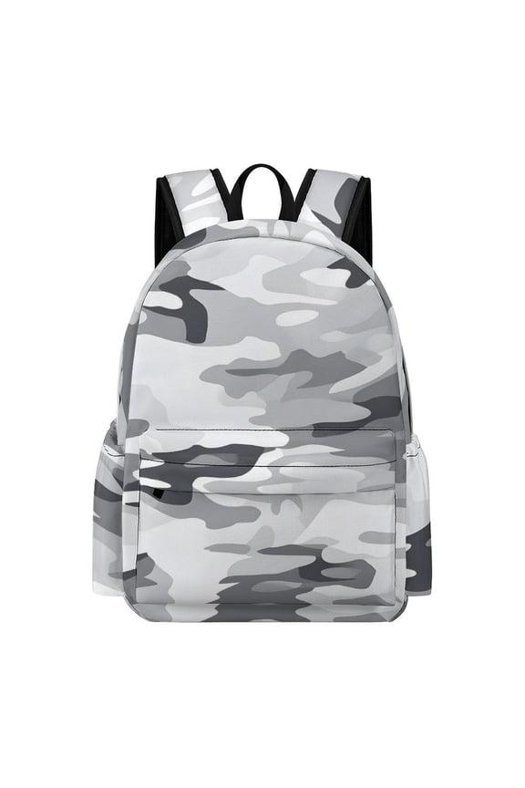 Large Capacity Half Print Backpack 11.816.55.9in Multifunctional Zipper Design Convenient Switch Vector Camouflage Pattern Gray_3
