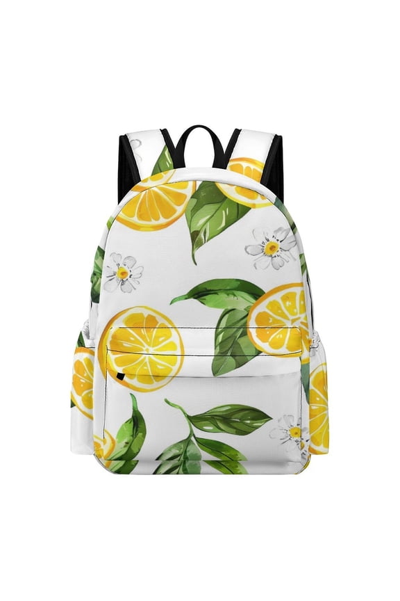 Large Capacity Half Print Backpack 11.816.55.9in Multifunctional Zipper Design Convenient Switch Watercolor Lemon And Flowers (7) (1)