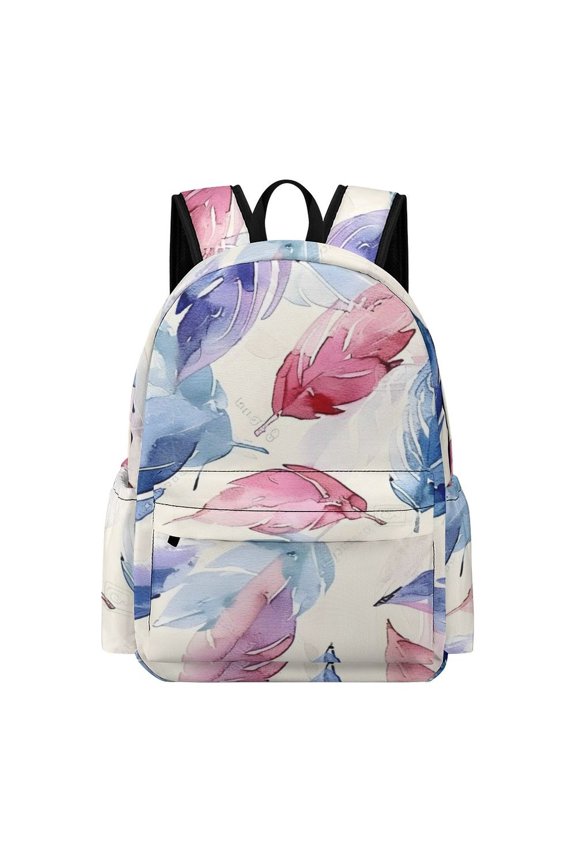 Large Capacity Half Print Backpack 11.816.55.9in Multifunctional Zipper Design Convenient Switch Watercolor Seamless Pattern with Leaves (1)