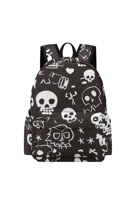 Large Capacity Half Print Backpack 11.816.55.9in Multifunctional Zipper Design Convenient Switch Weird Skull Head