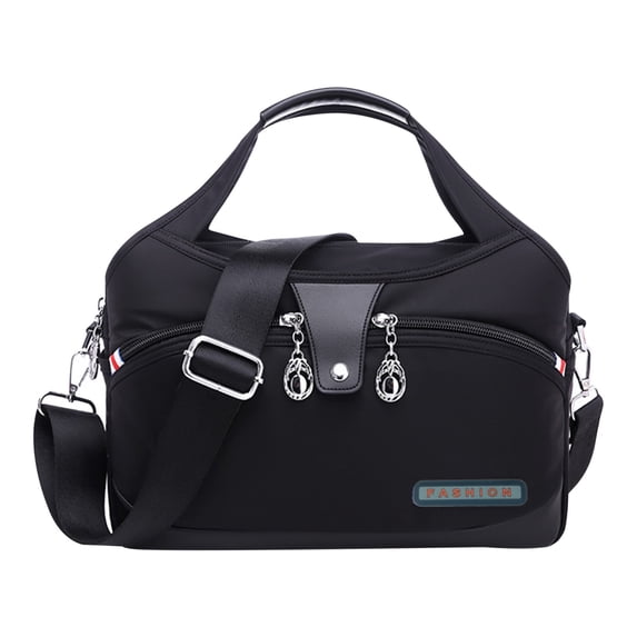 Large Capacity Handbag Tote Bag, Usupdd Multifunctional Nylon Shoulder Bag for Women, 29x28x12cm Casual Travel Messenger Bag with Adjustable Strap, Black