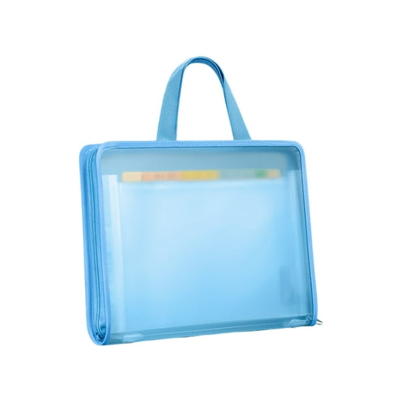 Large Capacity Handheld Organza Transparent File Bag, Document Storage Organizer with Waterproof Compartments, Portable Briefcase for Students and Professionals