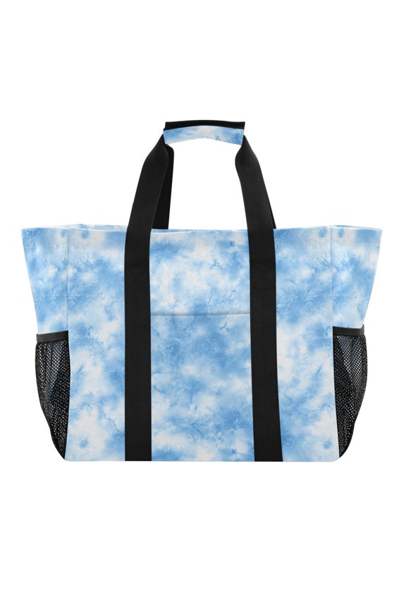 Large Capacity Handheld Storage Bag, Thickened Travel Organizer Bag for Picnic, Luggage & Clothing Light Blue Tie-dye Pattern