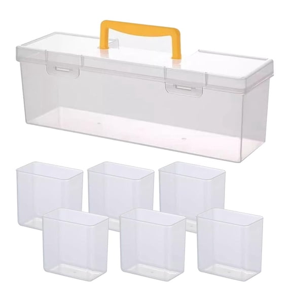 Large Capacity Hardware Storage Box, Clear Plastic Container with Portable Handle, Stackable Small Parts Organizer Box for Screws, Nails, Bolts, Nuts, Garage Workshop Home Organization