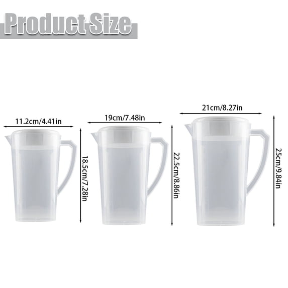 Large Capacity Heat Resistant Plastic Water Jug, Transparent Measuring Beverage Pitcher For Chilled Water Tea Juice, Multifunctional Kitchen Storage Container With Ergonomic Handle
