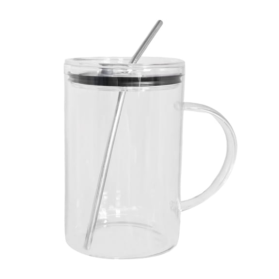 Large Capacity High Borosilicate Glass Tumbler with Matching Sealing Lid and Glass Straw, Clear Reusable Drinking Cup for Iced Coffee, Milkshakes, Tea, Smoothies, Household Kitchen Use