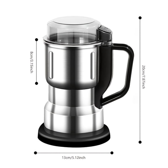 Large-Capacity High-Speed Electric Dry Grinder with Stainless Steel Blade for Grinding Coffee Beans, Spices, Nuts, and Other Dry Ingredients, Versatile Kitchen Food Processor