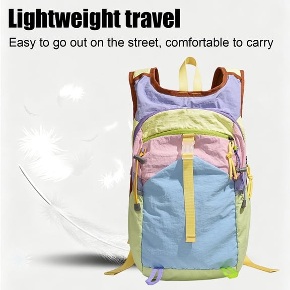 Large Capacity Hiking Backpack for Men & Women– Water-Repellent Daypack with Color-Block Design – Foldable & Compact Backpack for Outdoor Sports, Travel, School & Daily Commute