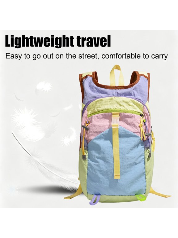 Large Capacity Hiking Backpack for Men & Women– Water-Repellent Daypack with Color-Block Design – Foldable & Compact Backpack for Outdoor Sports, Travel, School & Daily Commute