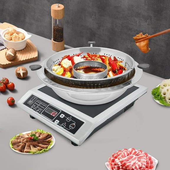 Large Capacity Hot Pot, 16.7in Diameter Serves 8-12 People, Polished Stainless Steel Construction, For Commercial and Home Use