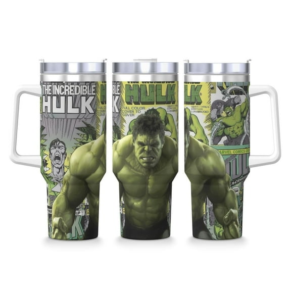 Large Capacity Ice Bully with Handle Green Hulk Stainless Steel Mug Coffee Cup Thermal Travel 40oz