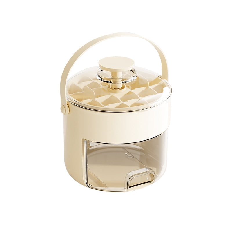 Large Capacity Ice Cube Maker with Storage Bin and Lid, 12.75x15.5x15.4cm Stackable Ice Tray for Outdoor Camping & Tailgate Parties, Arctic White