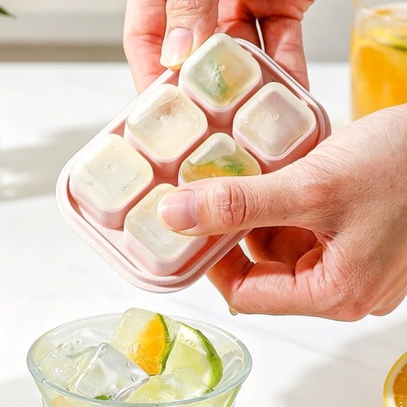 Large-Capacity Ice Storage Box - Food-Grade Plastic Ice Molds with Dust-Proof Cover for Easy Demoulding and Effortless Ice Making at Home or Travel Pink