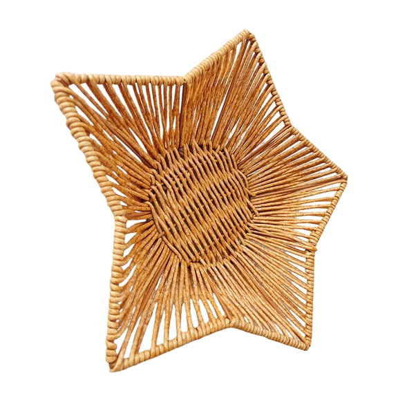 Large Capacity Imitation Rattan Storage Basket Multipurpose Star Shaped Bread Serving Tray Desktop Snacks Organiser