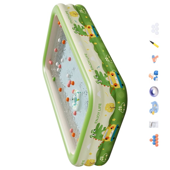 Large Capacity Inflatable Pool 180X130X56cm Heavy PVC Ideal For Family Warm Season Entertainment