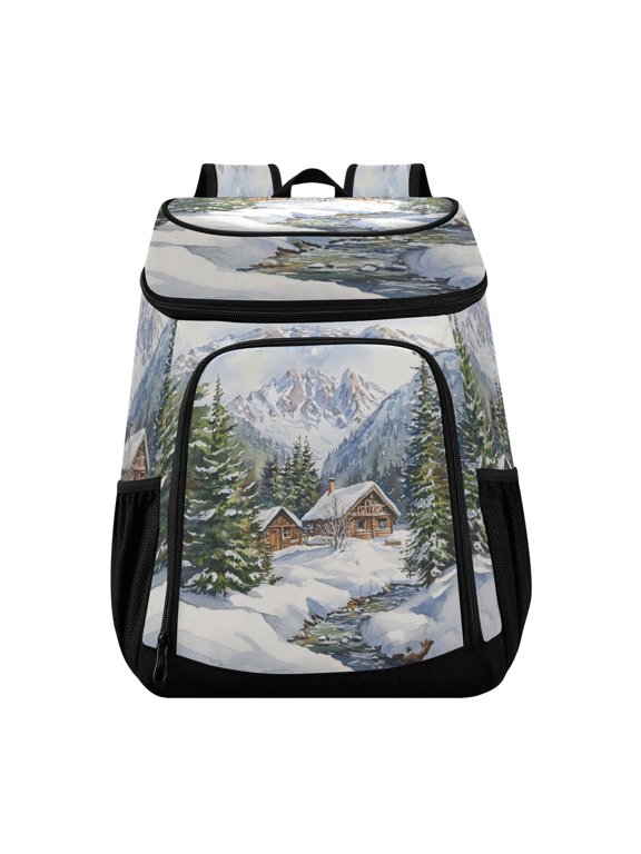 Large Capacity Insulated Cooler Backpack Waterproof Thick Thermal Lunch Bag for Picnic Camping Hiking Beach Travel Beautiful Snow House