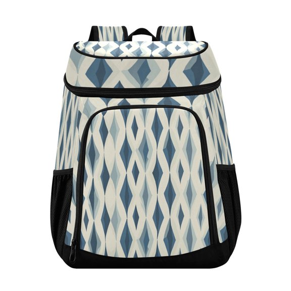 Large Capacity Insulated Cooler Backpack Waterproof Thick Thermal Lunch Bag for Picnic Camping Hiking Beach Travel Blue Squares