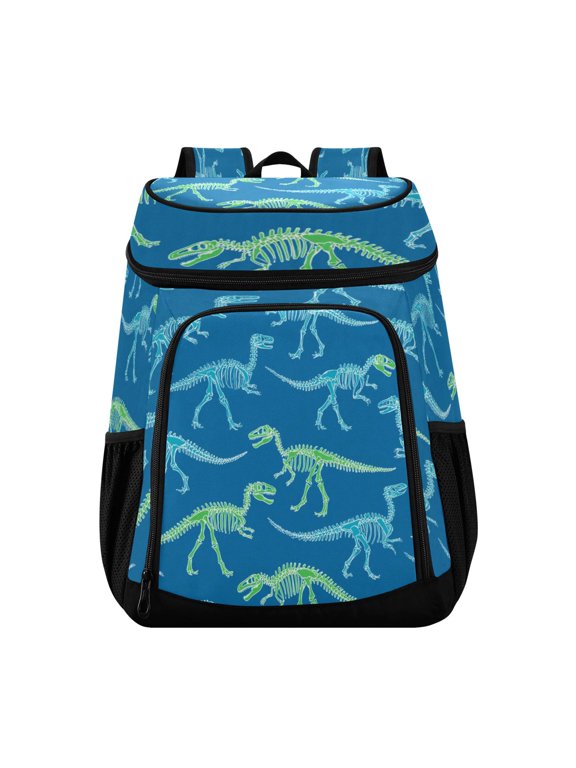 Large Capacity Insulated Cooler Backpack Waterproof Thick Thermal Lunch Bag for Picnic Camping Hiking Beach Travel Bright Blue Dinosaur Pattern