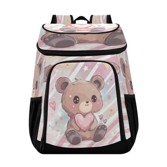 Large Capacity Insulated Cooler Backpack Waterproof Thick Thermal Lunch Bag for Picnic Camping Hiking Beach Travel Brown Cute Bear
