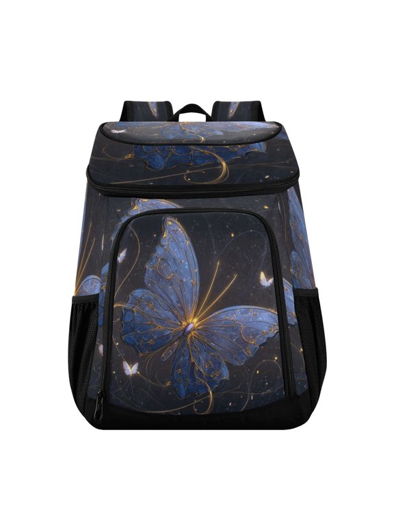 Large Capacity Insulated Cooler Backpack Waterproof Thick Thermal Lunch Bag for Picnic Camping Hiking Beach Travel Butterfly Shines Golden Light