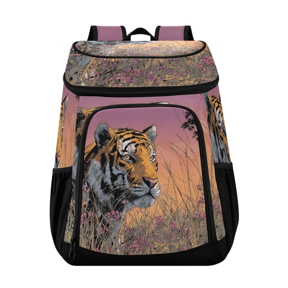 Large Capacity Insulated Cooler Backpack Waterproof Thick Thermal Lunch Bag for Picnic Camping Hiking Beach Travel Colorful Tiger Beautiful