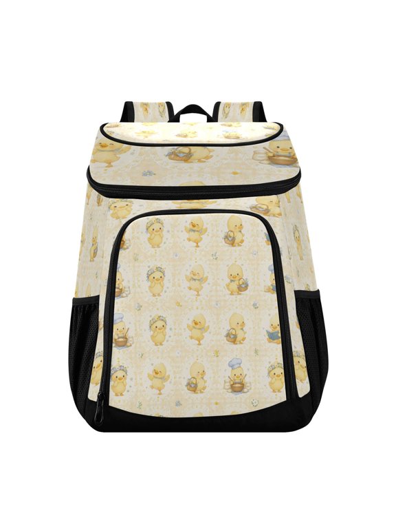 Large Capacity Insulated Cooler Backpack Waterproof Thick Thermal Lunch Bag for Picnic Camping Hiking Beach Travel Cream Tiny Duck