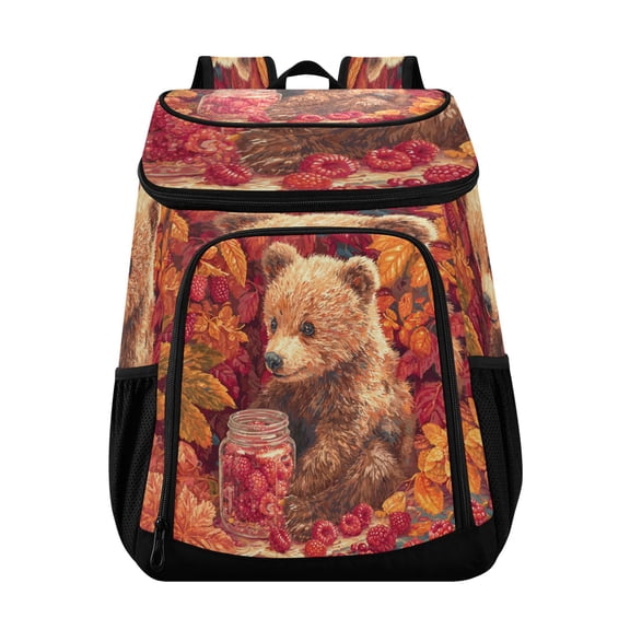 Large Capacity Insulated Cooler Backpack Waterproof Thick Thermal Lunch Bag for Picnic Camping Hiking Beach Travel Cute Grizzly Bear