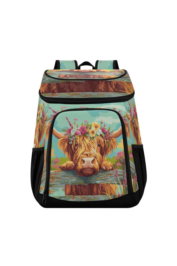 Large Capacity Insulated Cooler Backpack Waterproof Thick Thermal Lunch Bag for Picnic Camping Hiking Beach Travel Cute Little Yellow Calf