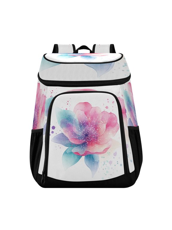 Large Capacity Insulated Cooler Backpack Waterproof Thick Thermal Lunch Bag for Picnic Camping Hiking Beach Travel Dreamy Pink Flowers