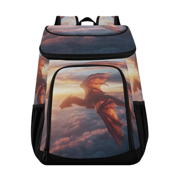 Large Capacity Insulated Cooler Backpack Waterproof Thick Thermal Lunch Bag for Picnic Camping Hiking Beach Travel Flying Dragon in The Sky