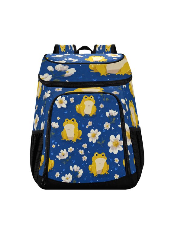 Large Capacity Insulated Cooler Backpack Waterproof Thick Thermal Lunch Bag for Picnic Camping Hiking Beach Travel Frog Yellow Pattern