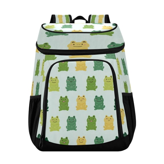 Large Capacity Insulated Cooler Backpack Waterproof Thick Thermal Lunch Bag for Picnic Camping Hiking Beach Travel Green Frog Seamless